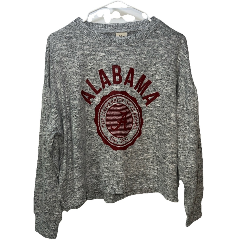 Alabama Crimson Tide Chicka-d Pullover Gray Sweater LS Size Med-New